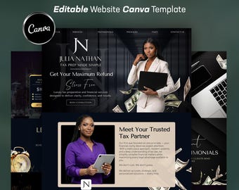Editable Tax Prep Website Template | Accountant Landing Page | Canva Website Design