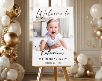 Birthday Party Welcome Sign with Photo | Editable Printable Poster | Personalized Birthday Sign Template, Instant Download
