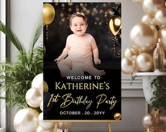 Personalized Photo Birthday Welcome Sign: Editable Party Poster (Digital Download)