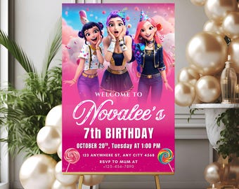 KPop Demon Hunters Welcome Sign | Editable K-Pop Birthday Party Poster | Digital Download Template