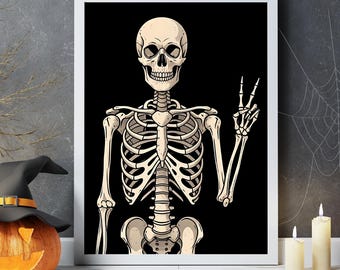 Skeleton Halloween Print: Spooky Gothic Wall Art (Digital Download)