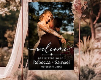 Wedding Welcome Sign Template | Photo Reception Welcome Poster | Editable Canva Printable