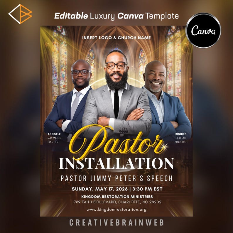 Pastoral Installation Flyer Template | Church Event & Ordination ...