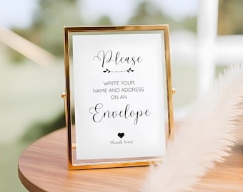Minimalist Wedding Envelope Sign: Write Your Address (Digital Download, Editable Canva Template)