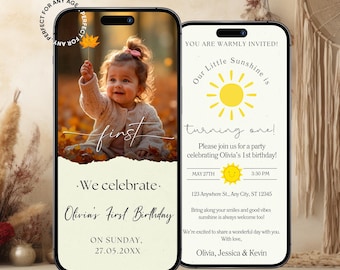 Neutral digital birth announcement – Canva template for WhatsApp & mobile | Modern digital baby announcement – with thank-you card