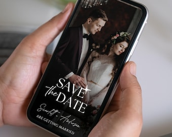 Animated Save The Date Video: Editable Wedding Evite Canva Template (Digital Download)