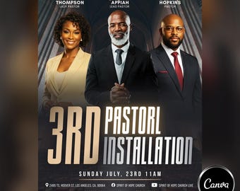 Pastoral Installation Church Flyer | Editable Ordination Event Template | Editable Canva Design