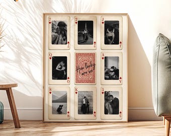 Custom Playing Cards | How Lucky Are We Photo Gift | Personalized Anniversary Gift for Boyfriend | Editable Canva Template