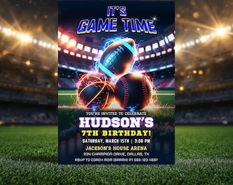 Editable All-Star Sports Birthday Invitation Template (Digital Download)