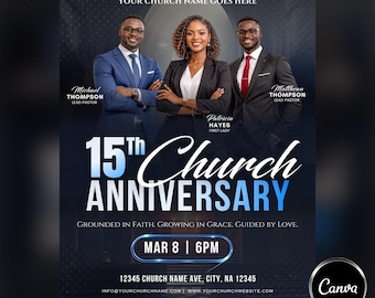 Church Anniversary Program Template | Editable Church Program | Pastor Anniversary Bulletin | Church Event Worship Service Program