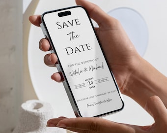 Editable Save the Date Video Invitation: Minimalist Wedding E-Invite (Canva Template Digital Download)