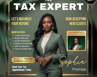 Tax Prep Flyer Template | Editable Income Tax Services Flyer  | 2026 Accounting & Tax Preparer Marketing | Canva Template
