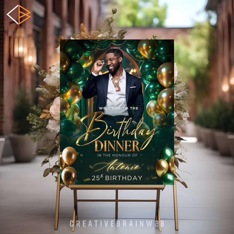 antique gold party welcome poster