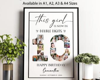 10th Birthday Photo Collage Template: Editable Canva Milestone Gift (Digital Download)