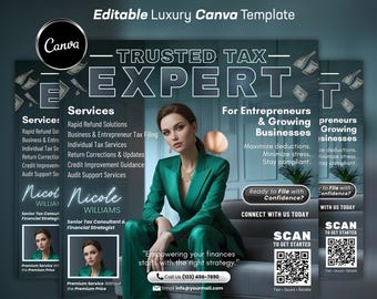 Editable Tax Prep Flyer Template | Income Tax Marketing Design | Canva Download