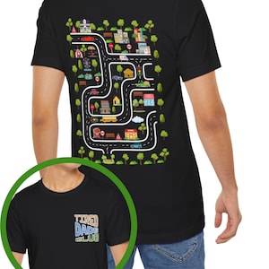 疲れたお父さんクラブTシャツ、お父さんの背中で車ごっこシャツ、父の日ギフト、ベラ+キャンバス半袖Tシャツ、かわいいお父さんシャツ、カーレーストラック