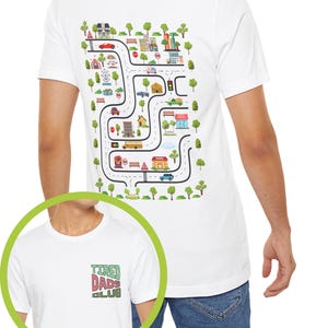 Tired Dads Club Tee, Play Cars On Dad&#39;s Back Shirt, Father&#39;s Day Gift, Bella+Canvas Short Sleeve T-Shirt, Cute Dad Shirt, Car Race Track