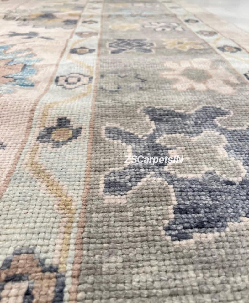 Serene Petal Oushak Rug, Muted Beige New Zealand Wool Rug Traditional ...