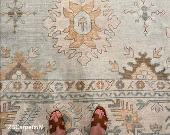Soft grayish blue Oushak rug Neutral Rug Boho Rug for 6x9, 7x10, 9x12, 10x14 12x15 Rugs for bedroom, living, dining room rug custom size rug