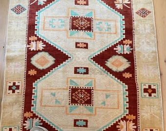 Red & Beige runner rug hand knotted oushak high quality wool rugs, Rugs 2.5x12, 3x12 3x16 4x12 for Entryway Kitchen Hallway Custom size Rug