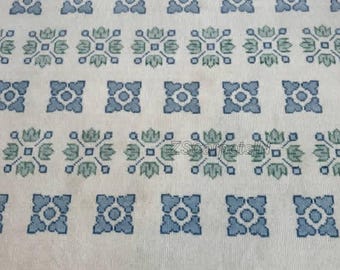 Oushakmatta med kant och grekisk nyckel, varm elfenbensfärgad, dammblå, handknuten ullmatta av hög kvalitet, modern, mysig sovrumsstil, 23x30 cm, 28x33 cm, 28x33 cm, Customs