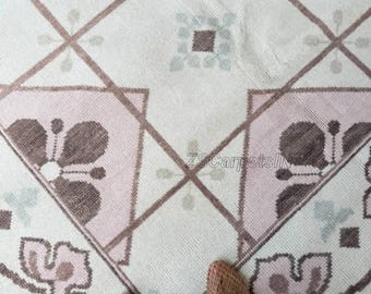Cream pink panel Oushak rug, hand knotted rug 100%high quality wool 8x10 9x12 10x14 12x15 Rugs for Living Dining,bedroom custom size rug