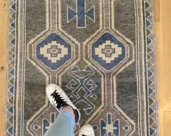 Muted Gray runner oushak Rug, High quality wool knotted rugs 2.5x12 ,3x10 3x12 ,3x16, 4x12 4x20 for Entryway Kitchen Hallway Custom size rug