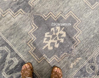 Dimond pattern Pastel Gray Oushak rug modern , Area rug 7x10, 8x10, 9x12 10x14 Rugs for, bedroom, living, dining, room rug custom size rug