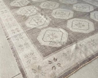 Neutral Gray Oushak rug, hand knotted rug 100%high quality wool 8x10 9x12 10x14 12x15 Rugs for Living Dining,bedroom custom size rug