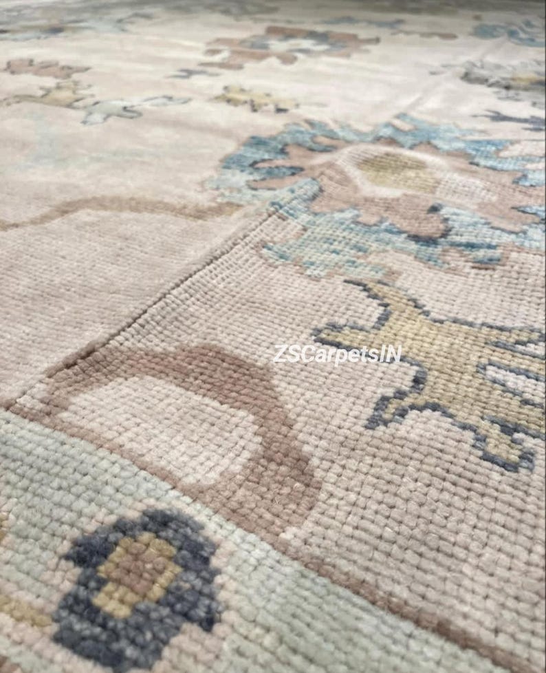 Serene Petal Oushak Rug, Muted Beige New Zealand Wool Rug Traditional ...