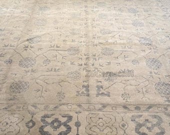 Muted Cream Oushak rug, hand knotted rug 100%high quality wool 8x10 9x12 10x14 12x15 Rugs for Living Dining, room bedroom ,custom size rug