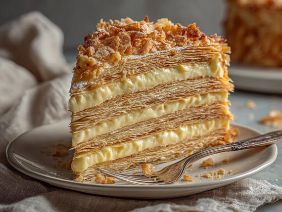 Napoleon Cake Recipe PDF | Russian Custard Layer Cake | Instant Download