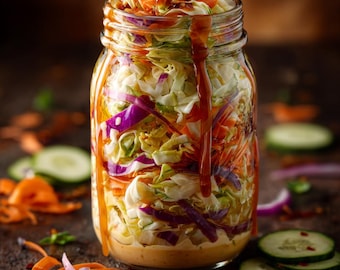 Zoete en pittige augurksla snelle zelfgemaakte slaw | Downloaden.