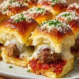 BEST RECIPE For Pull-Apart Meatball Sliders with Garlic Parmesan Butter download.