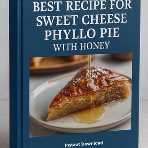 Sweet Cheese Phyllo Pie Recipe: Mediterranean Dessert (PDF Download A4/US Letter Size)