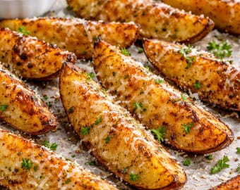 Receta de papas gajo crujientes con ajo y parmesano (PDF): un aperitivo fácil al horno