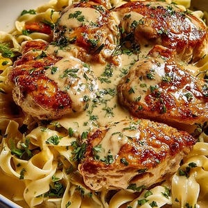 Creamy Garlic Herb Chicken Thighs Recipe: Printable Dinner PDF