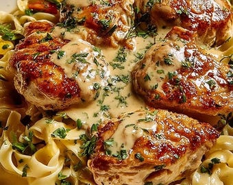 Creamy Garlic Herb Chicken Thighs – Easy Dinner Recipe – Instant Download
