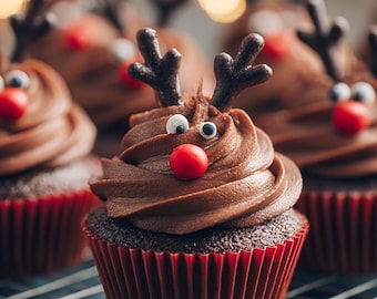 サンタのクリスマスカップケーキ - Etsy 日本
