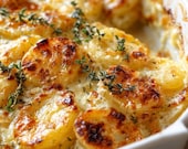 Cheesy Garlic Potato Gratin – Creamy Baked Side Dish Recipe PDF – Instant Download