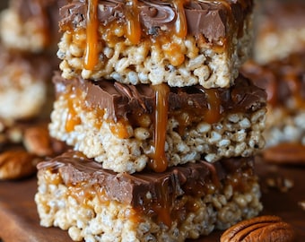 Caramel Turtle Rice Krispie Treats Recipe (PDF Download)