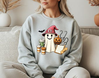 Cute Halloween Nurse Ghost SVG PNG | Fall Medical Ghost Clipart | Spooky Nurse Design | Halloween nurse PNG Download