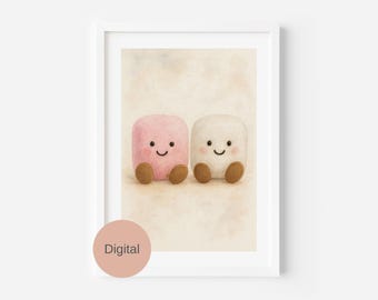 Jellycat Inspired Digital A4 Art Print | Jellycat Marshmallows | Cute Plush Wall Art | Nursery Decor | Playroom Art | Baby Shower Gift