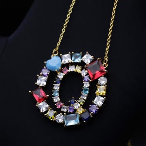 Gold Plated Multi Gemstone Pendant: Handmade Colorful Statement Jewelry