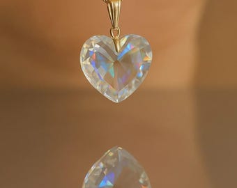 Aura Quartz Heart Necklace: Angelic Healing Crystal Pendant