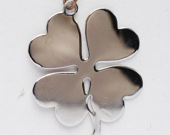 Charm colgante de trébol de 4 hojas en plata de ley