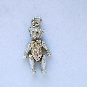 sterling silver teddy bear movable charm, movable arms and legs, vintage unique charm