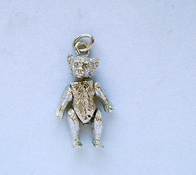 Sterling Silver Teddy Bear Charm With Movable Arms and Legs Vintage ...