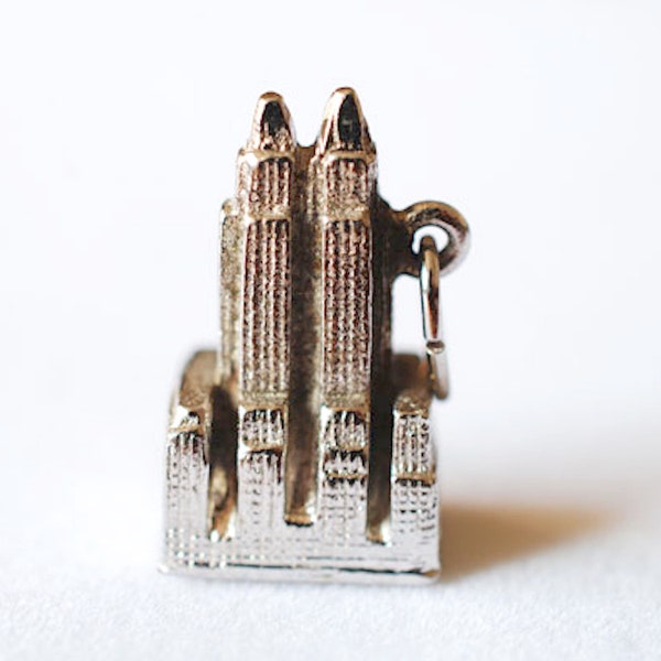 Sterling Silver New York City Central Park apartment building charm, famous Upper West Side twin towers, vintage antique NYC charm