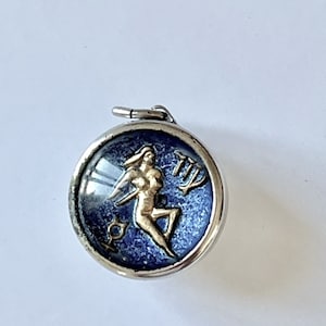 Sterling Silver Virgo charm, 3D bubble enamel charm, Vintage, Astrology, NOS jewelry